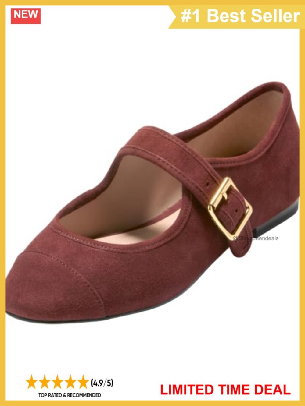 Mary Jane Ballet Flats Leather Cushioned Business Casual